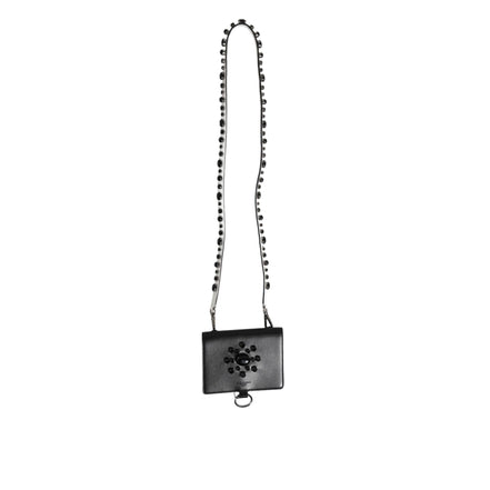 Portofel Dolce & Gabbana din piele neagră cu cristale, tip card holder