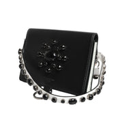 Portofel Dolce & Gabbana din piele neagră cu cristale, tip card holder