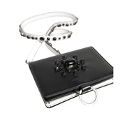 Portofel Dolce & Gabbana din piele neagră cu cristale, tip card holder