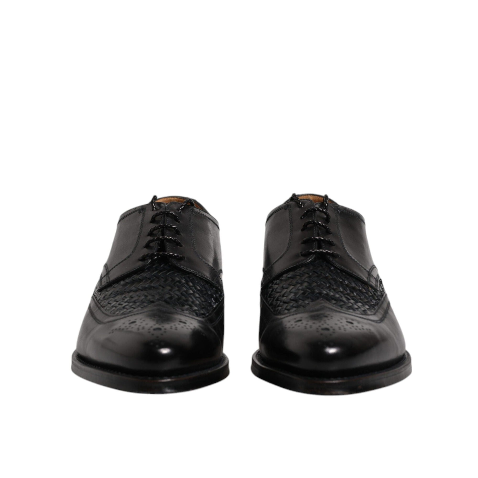 Dolce & Gabbana Black Leather Wingtip Lace-Up Derby Shoes