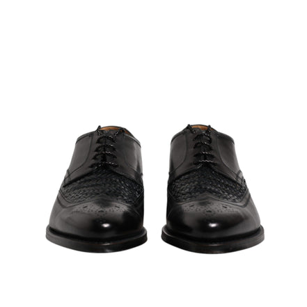 Dolce & Gabbana Black Leather Wingtip Lace-Up Derby Shoes