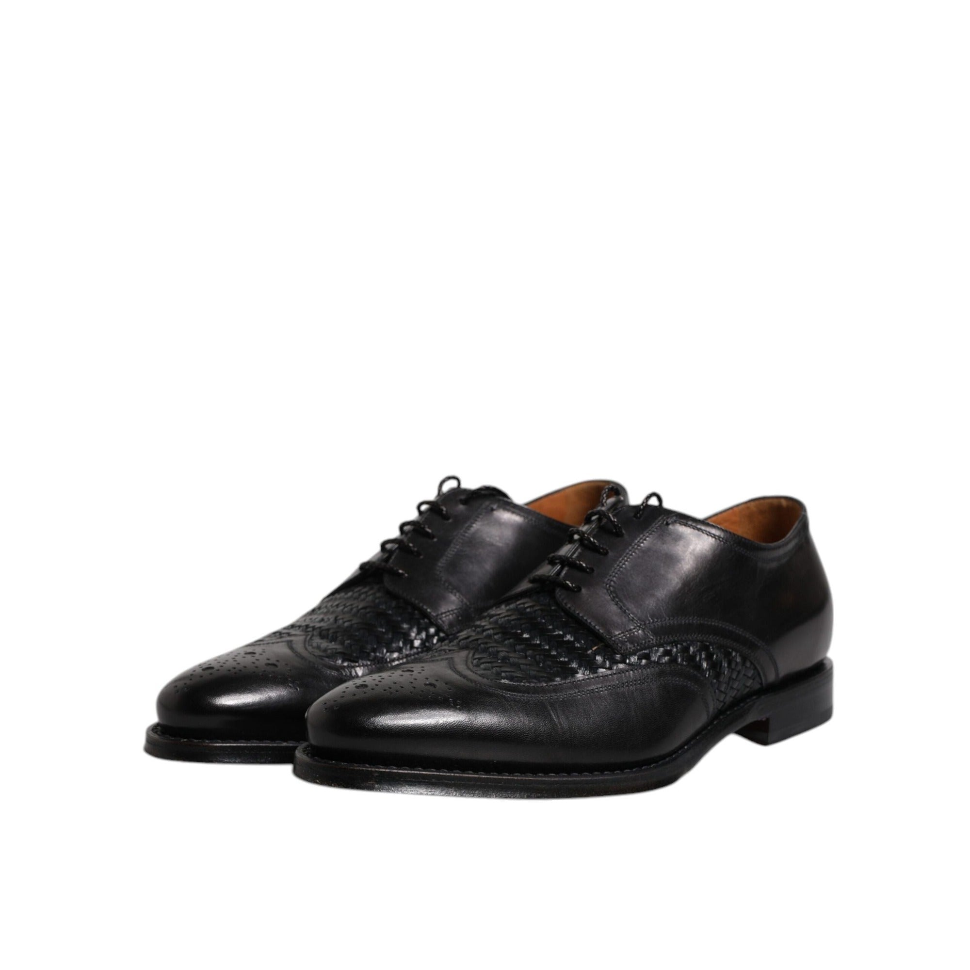 Dolce & Gabbana Black Leather Wingtip Lace-Up Derby Shoes