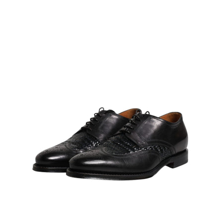 Dolce & Gabbana Black Leather Wingtip Lace-Up Derby Shoes