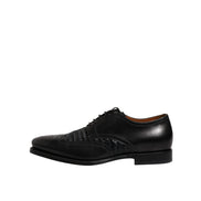 Dolce & Gabbana Black Leather Wingtip Lace-Up Derby Shoes