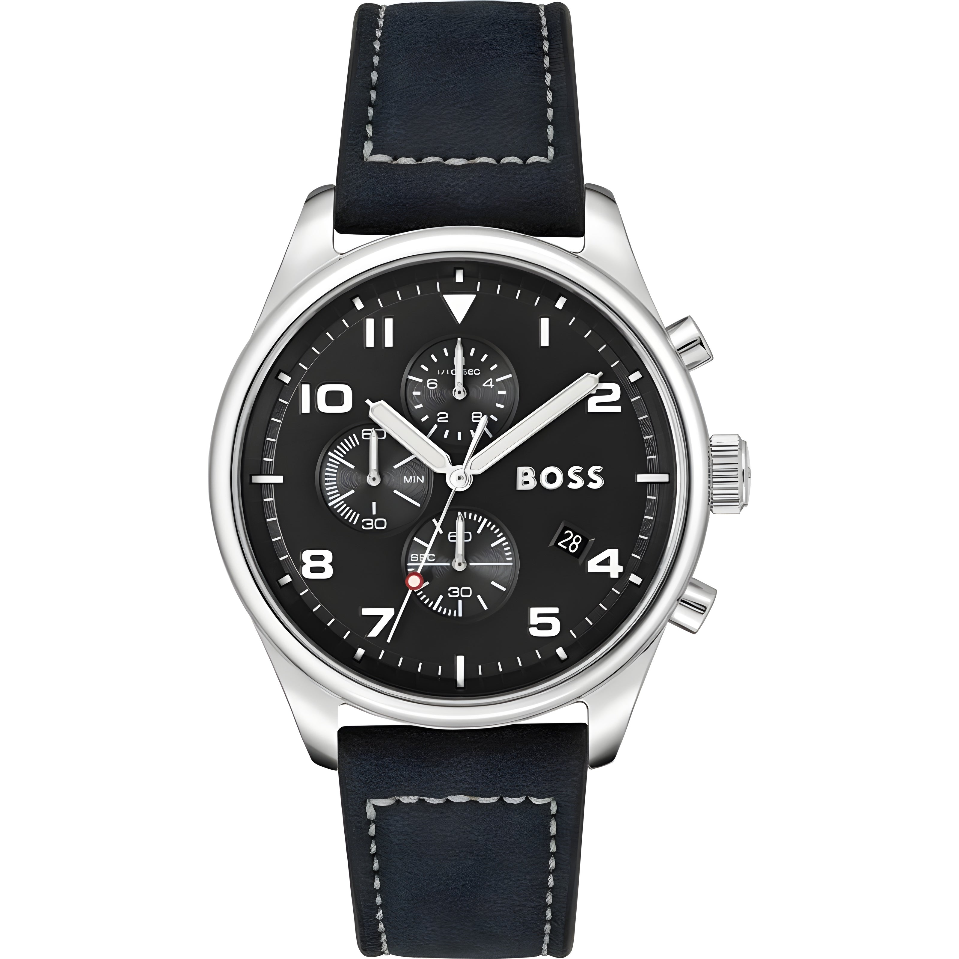 Ceas elegant Hugo Boss din piele neagră
