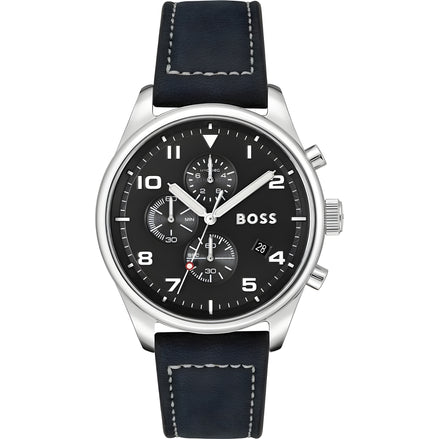 Ceas elegant Hugo Boss din piele neagră