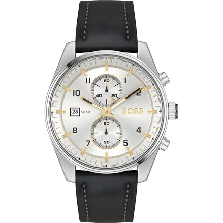 Ceas de damă Hugo Boss din piele neagră