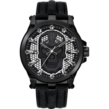 Police Black Leather Dress Watch