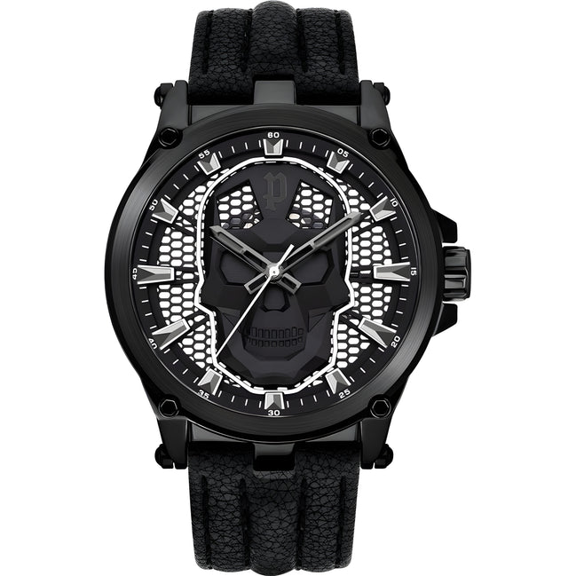 Police Black Leather Dress Watch