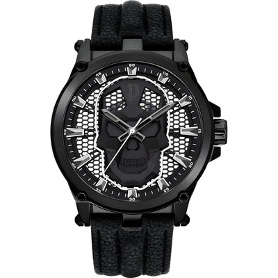 Police Black Leather Dress Watch