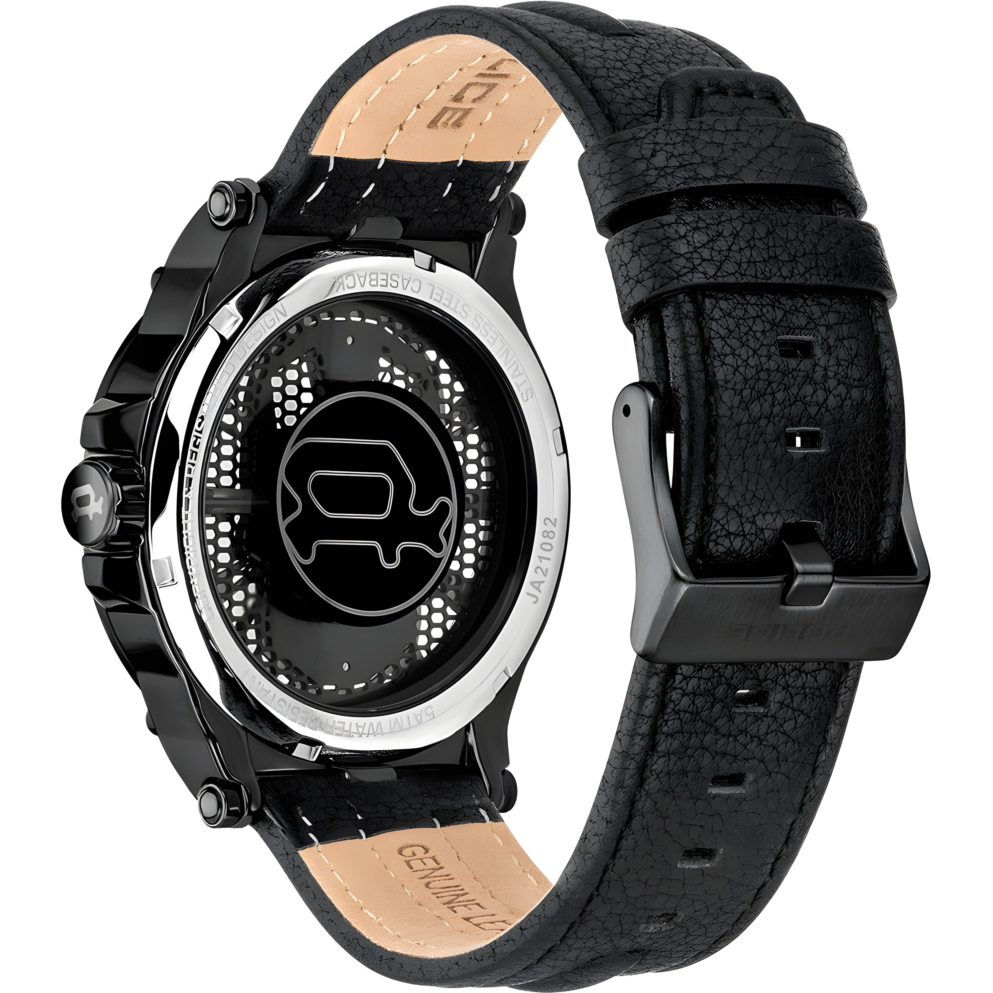Police Black Leather Dress Watch