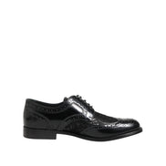 Dolce & Gabbana Black Leather Floral Lace Dress Shoes