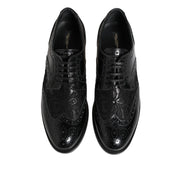 Dolce & Gabbana Black Leather Floral Lace Dress Shoes