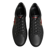 Adidași Dolce & Gabbana din piele neagră cu aplicații inimioară