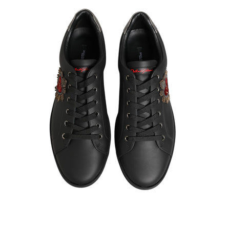 Adidași Dolce & Gabbana din piele neagră cu aplicații inimioară