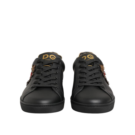 Adidași Dolce & Gabbana din piele neagră cu inimă embosată