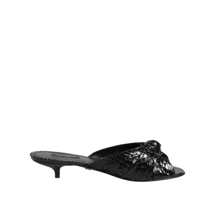 Sandale Dolce & Gabbana cu toc, tip slide, din piele neagră