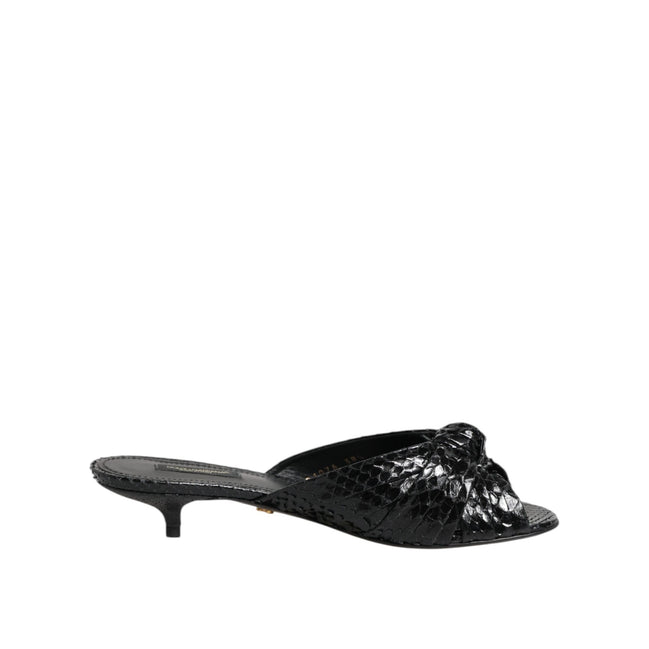 Sandale Dolce & Gabbana cu toc, tip slide, din piele neagră