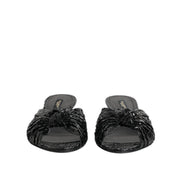Sandale Dolce & Gabbana cu toc, tip slide, din piele neagră