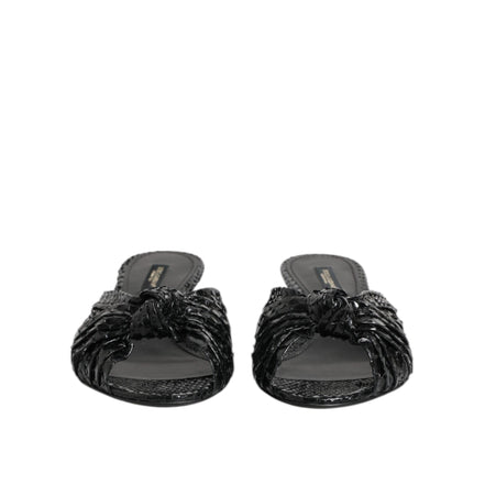 Sandale Dolce & Gabbana cu toc, tip slide, din piele neagră
