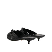 Sandale Dolce & Gabbana cu toc, tip slide, din piele neagră