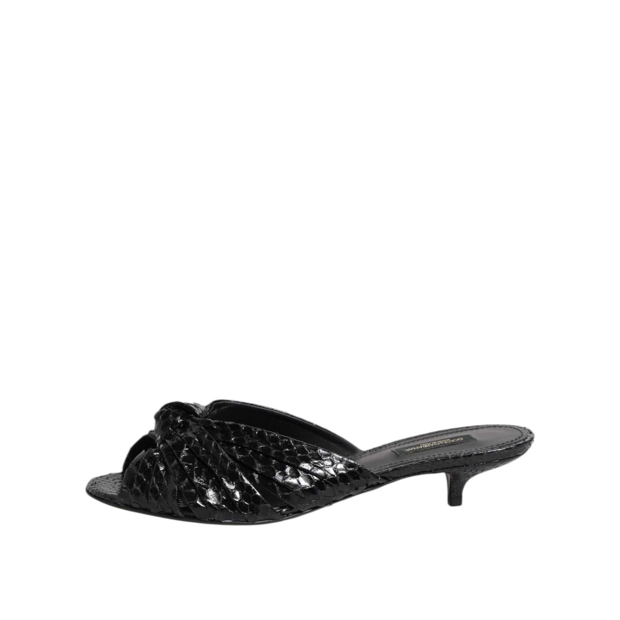 Sandale Dolce & Gabbana cu toc, tip slide, din piele neagră