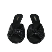 Sandale cu toc, glisante, din piele neagră Dolce & Gabbana