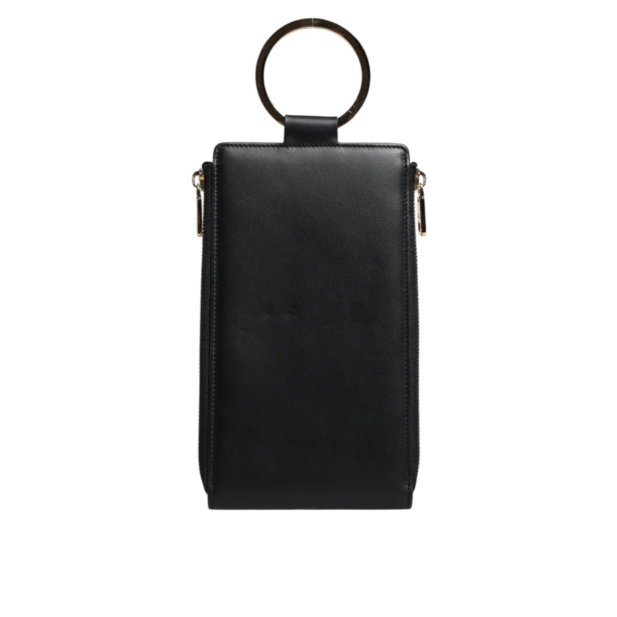 Dolce & Gabbana Black Leather Logo Neck Strap Wallet