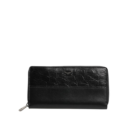 Portofel continental Dolce & Gabbana din piele neagră, cu fermoar, cu logo