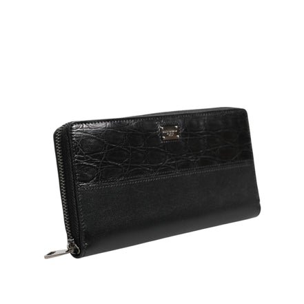 Portofel continental Dolce & Gabbana din piele neagră, cu fermoar, cu logo