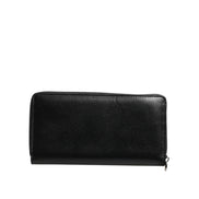 Portofel continental Dolce & Gabbana din piele neagră, cu fermoar, cu logo