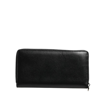 Portofel continental Dolce & Gabbana din piele neagră, cu fermoar, cu logo
