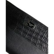 Portofel continental Dolce & Gabbana din piele neagră cu fermoar, cu logo