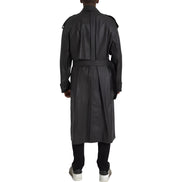 Bottega Veneta Black Leather Waterproof Trenchcoat Jacket