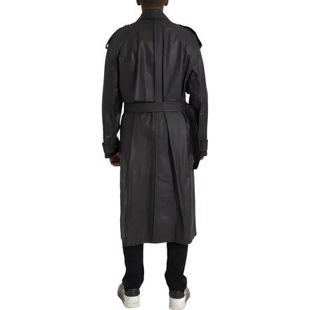 Bottega Veneta Black Leather Waterproof Trenchcoat Jacket