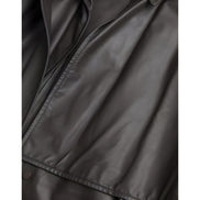 Bottega Veneta Black Leather Waterproof Trenchcoat Jacket