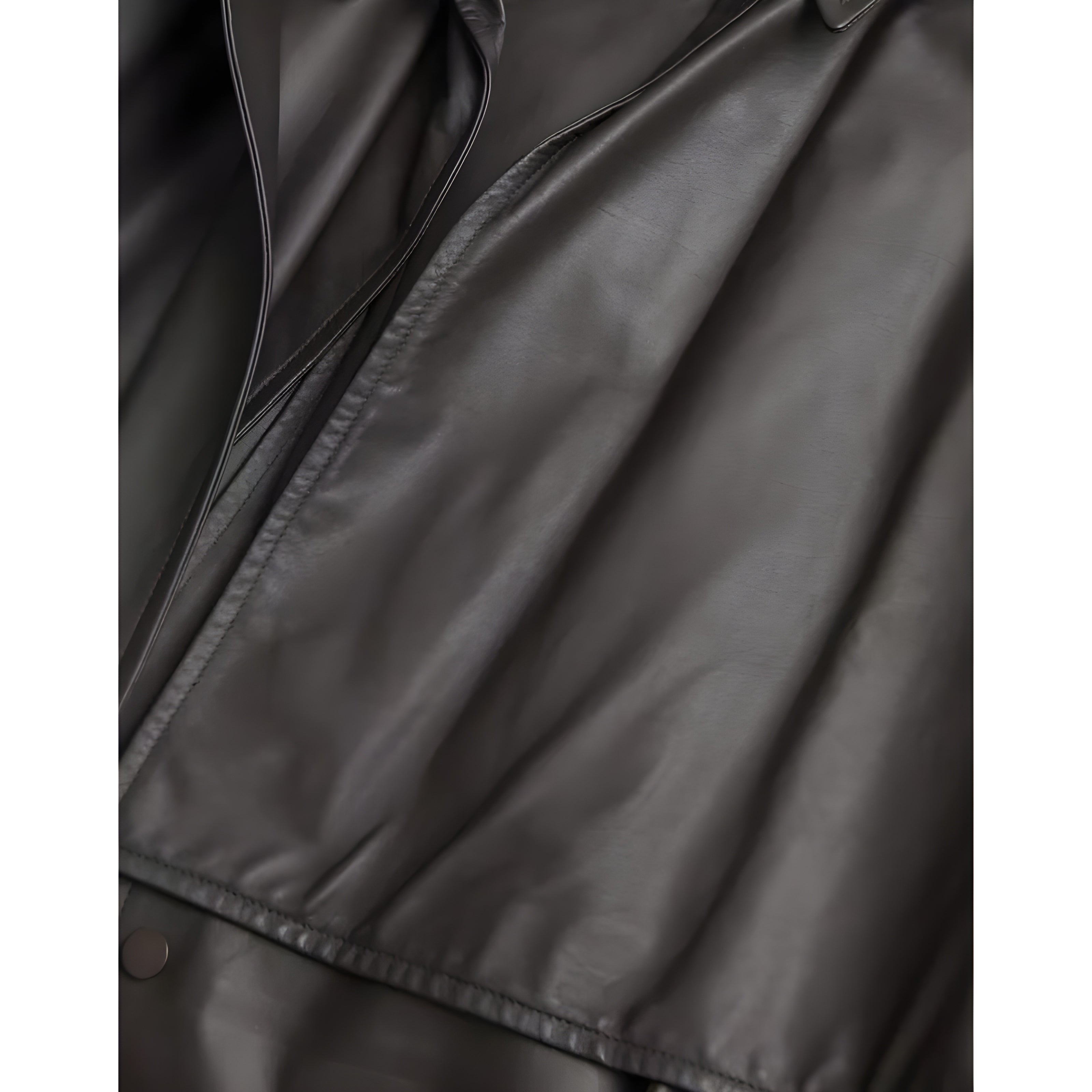 Bottega Veneta Black Leather Waterproof Trenchcoat Jacket