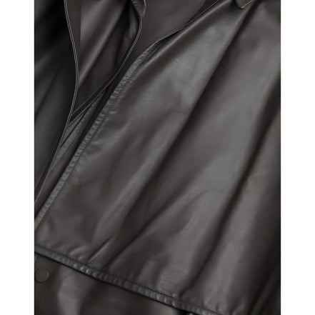 Bottega Veneta Black Leather Waterproof Trenchcoat Jacket