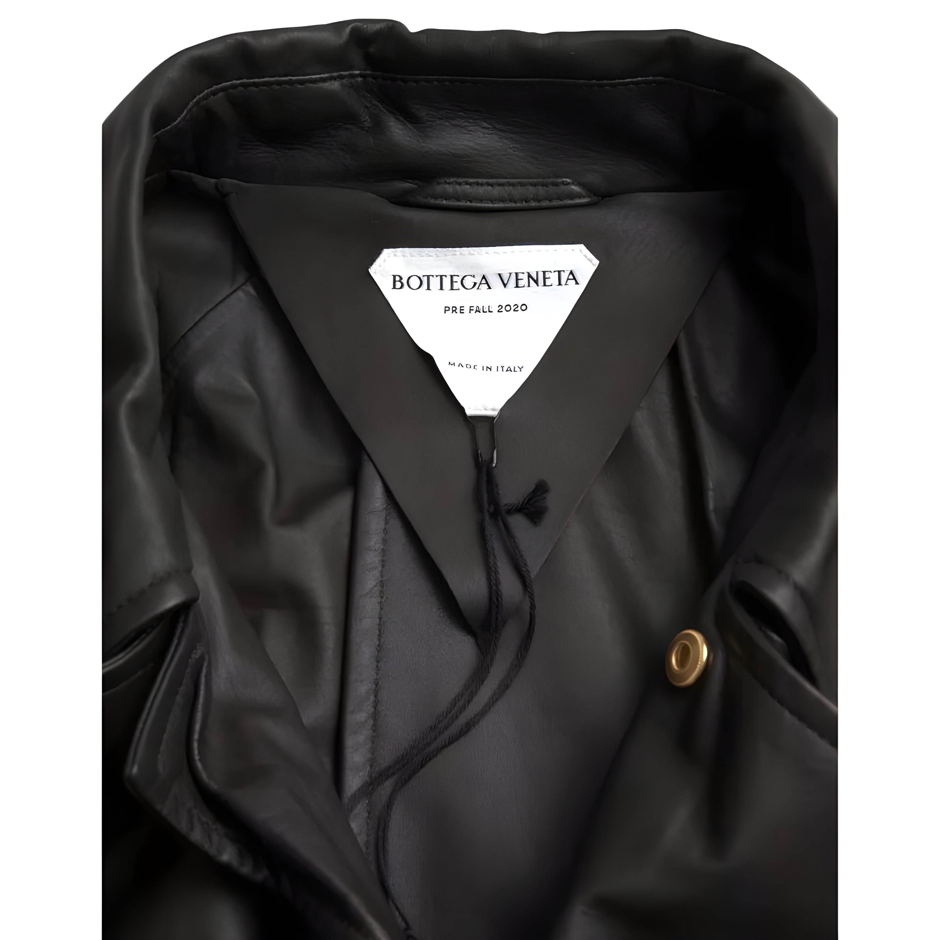 Bottega Veneta Black Leather Waterproof Trenchcoat Jacket