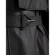 Bottega Veneta Black Leather Waterproof Trenchcoat Jacket