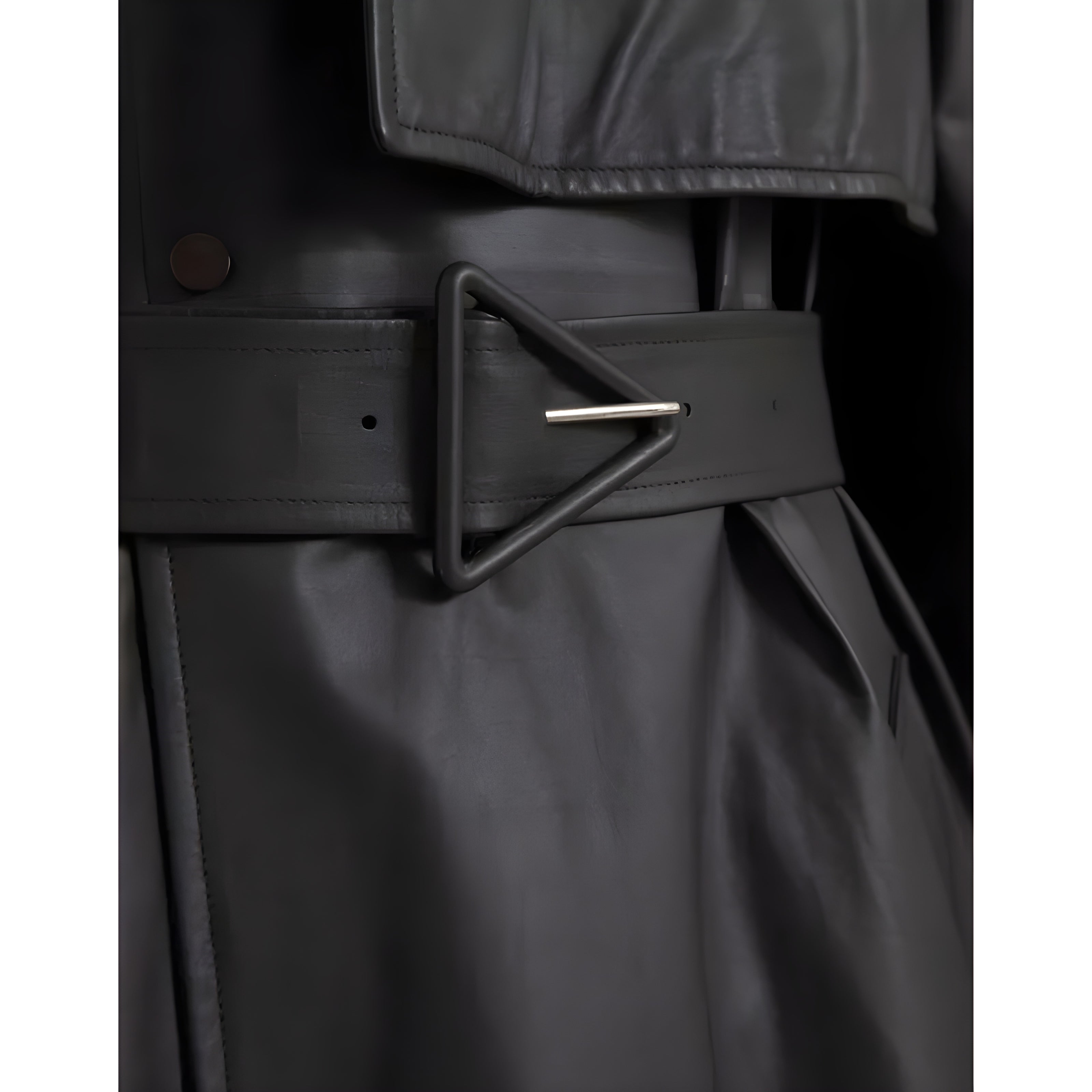 Bottega Veneta Black Leather Waterproof Trenchcoat Jacket