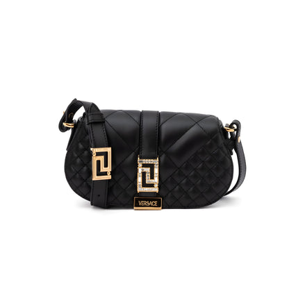 Geantă de umăr matlasată din piele neagră Versace