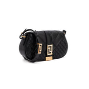 Versace Black Leather Quilted Shoulder Strap Bag