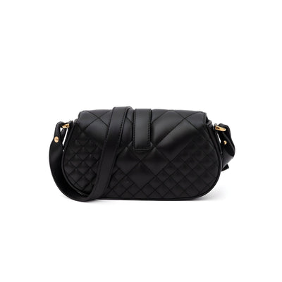 Versace Black Leather Quilted Shoulder Strap Bag