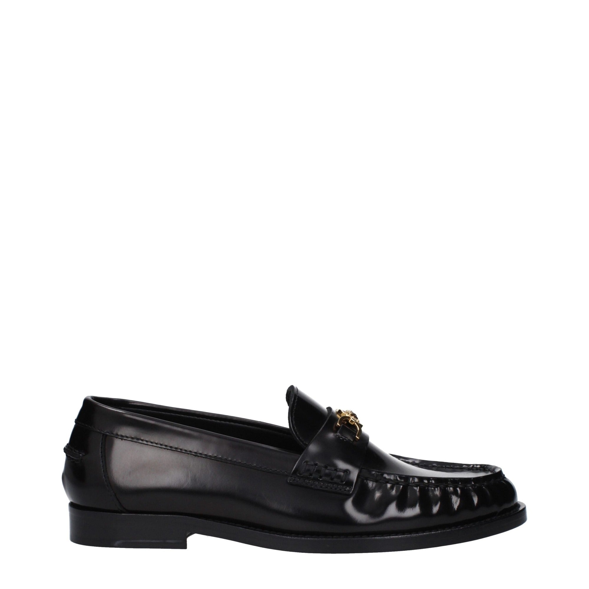 Mocasini slip-on din piele neagră Versace