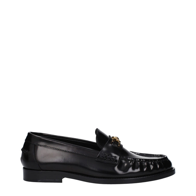 Mocasini slip-on din piele neagră Versace