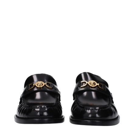 Mocasini slip-on din piele neagră Versace
