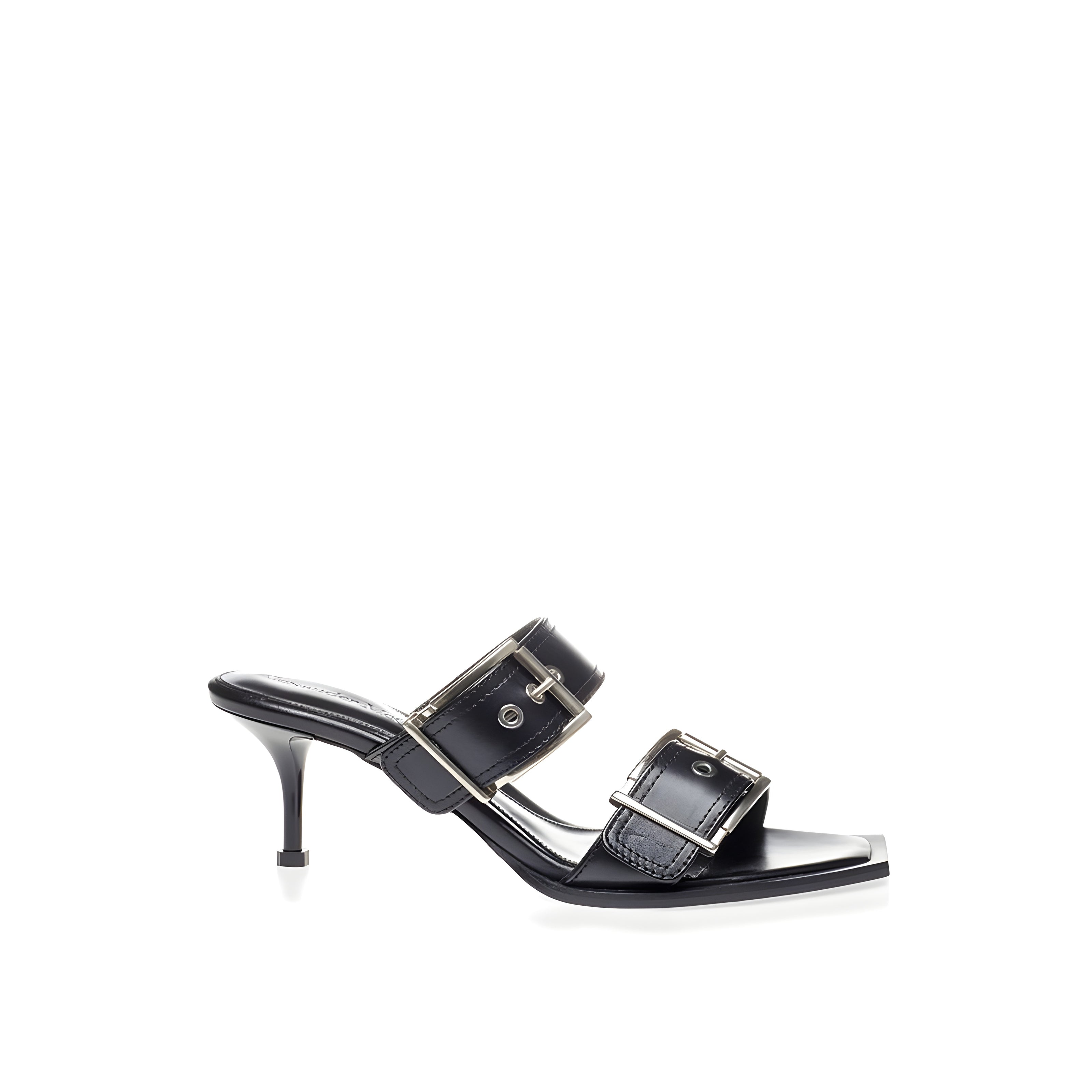 Alexander McQueen Sandale Negre din Piele cu Toc Stiletto