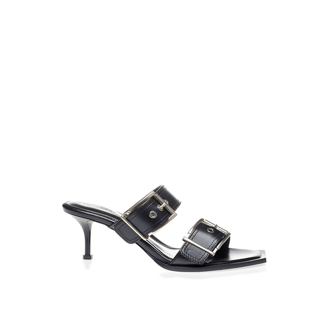 Alexander McQueen Sandale Negre din Piele cu Toc Stiletto