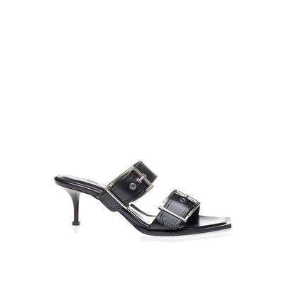 Alexander McQueen Sandale Negre din Piele cu Toc Stiletto